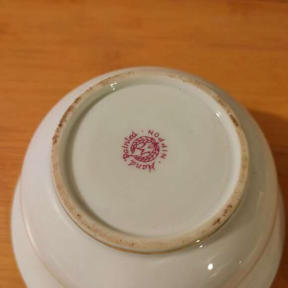 Nippon Beautiful Hand Painted Mayonnaise Sauce Dish With Spoon - Picture 4 of 16
